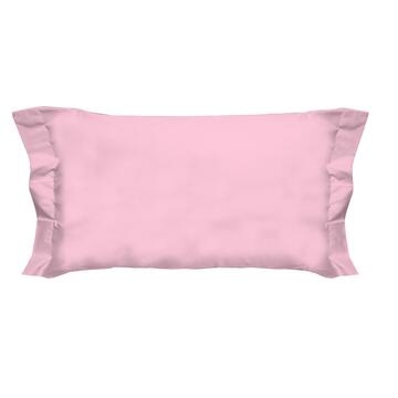 Coppia Federe a due Volani Dream Family 100% Cotone Rosa Tinta Unita Made in Italy 52x82cm