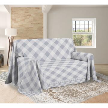 Telo Arredo 2 Piazze Lovely Check Grigio 100% Cotone...