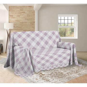 Telo Arredo 2 Piazze Lovely Check Rosa 100% Cotone...