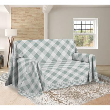 Telo Arredo 2 Piazze Lovely Check Verde 100% Cotone Made in Italy 260x280cm - Savoltex