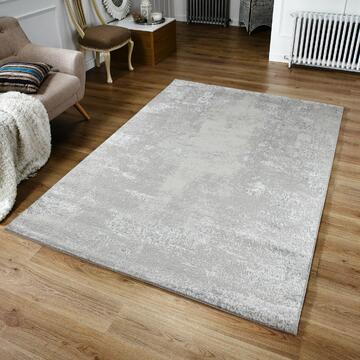 Tappeto soggiorno Omega moderno con pelo corto grigio chiaro 120x180