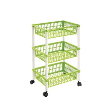 Carrello Mito da cucina in plastica verde con ceste