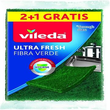 Spugna Vileda UltraFresh Fibra Verde 2+1 Gratis