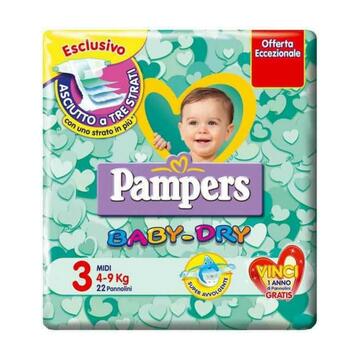 Pampers Pannolini Baby Dry taglia 3 midi 4-9 kg 21 pz