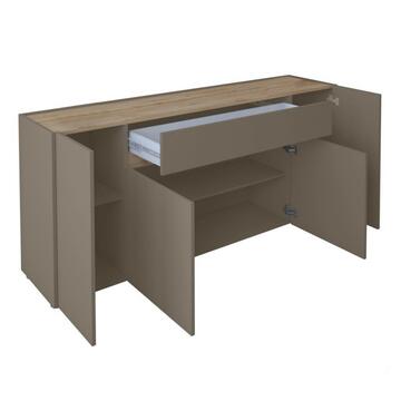 Madia moderna Creta con in legno laminato ,tortora/teak, H85