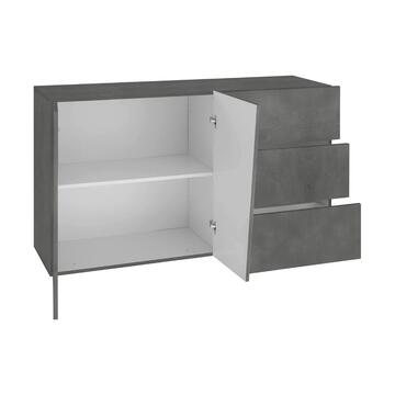 Credenza Moderna Vega 2 Ante + 3 Cassetti Grigio Ardesia 140x86x43cm