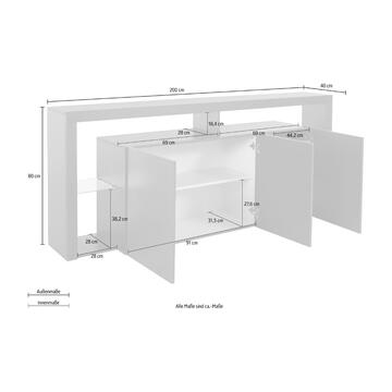 Madia Moderna Essential 3 Ante Antracite Opaco 200x80x40cm - Marino fa Mercato