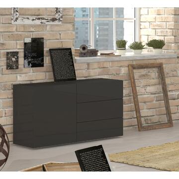 Credenza Moderna Metis 1 Ante + 3 Cassetti Antracite...