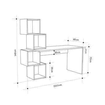 Scrivania Moderna Balance Bianca con Cubi Quercia 154xh73x60cm - Marino fa Mercato