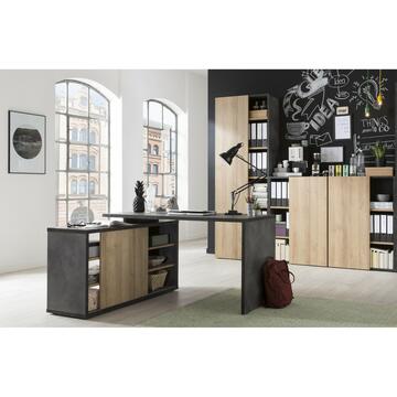 Scrivania Angolare Core 150x74x120cm con Libreria Rovere/Grigio - Marino fa Mercato