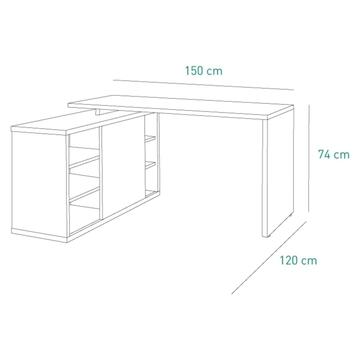 Scrivania Angolare Core 150x74x120cm con Libreria Rovere/Grigio - Marino fa Mercato