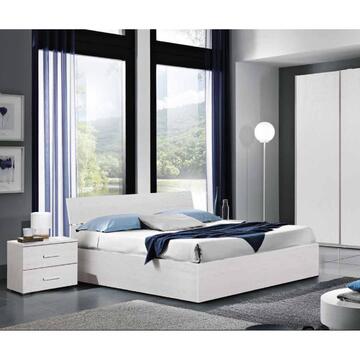 Letto Matrimoniale Easy con Vano Contenitore - Bianco Frassino