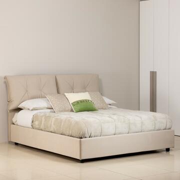 Letto matrimoniale Dalia beige con contenitore e testata