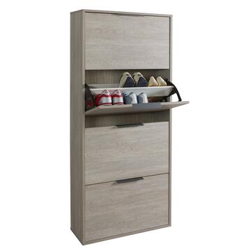 Scarpiera Doppio Scompartimento 4 Ante Rovere Gessato 65x157x25cm