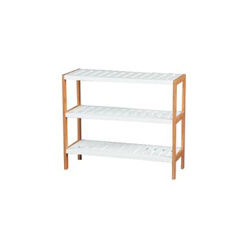 Scarpiera in Bamboo 3 Ripiani H58cm Legno Naturale/Bianco