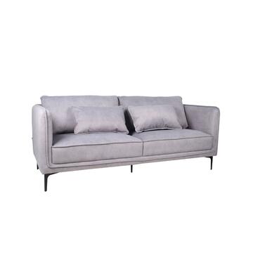 Divano 3 Posti Hart Grigio + 2 Cuscini 194x87x85cm