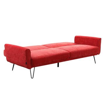 Divano Letto Zeno 3 Posti Reclinabile in Tessuto Rosso 203x80x80cm