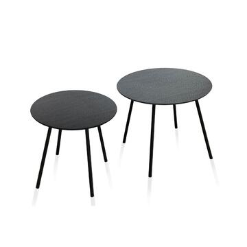 Set 2 Tavolini Tondi in Metallo Nero 50x45cm + 40x40cm