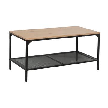 Tavolino da Soggiorno 90x45x45cm in Metallo Nero e Piano in Melaminico Marino fa Mercato