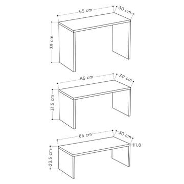 Tris Tavolini da Soggiorno Kanta Quercia/Bianco 65x30cm - Marino fa Mercato