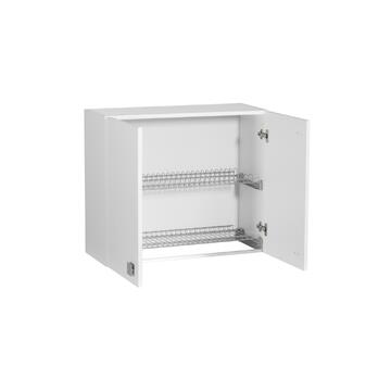 Pensile scolapiatti sospeso con 2 ante per cucina, bianco frassino, 80x69x33