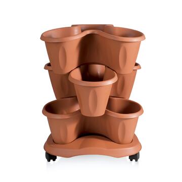 Vaso Trifoglio Set Colore Terraccotta 18lt con Sottovaso dotato di ruote - Bama