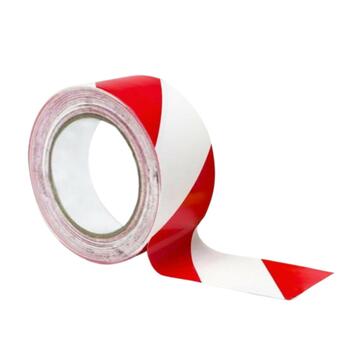 Nastro segnaletico di sicurezza pvc bianco e rosso 50x30mt