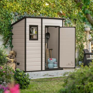 Casetta Manor Pent 6x4 porta attrezzi beige con finestra da giardino - Keter