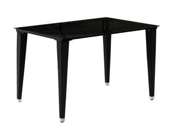 Tavolo giardino in vetro nero e gambe in rattan 115x79