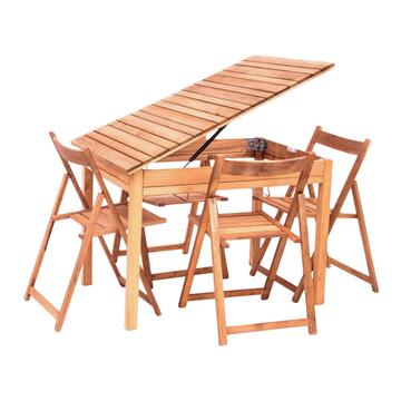 Set Tavolo legno 80x113 h77 cm e 4 sedie in legno pieghevoli