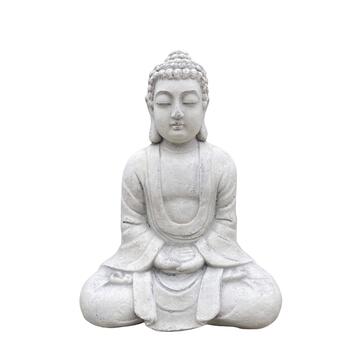 Statua da Esterno Buddha in Argilla Fibrosa Simil Pietra 28x38x18cm